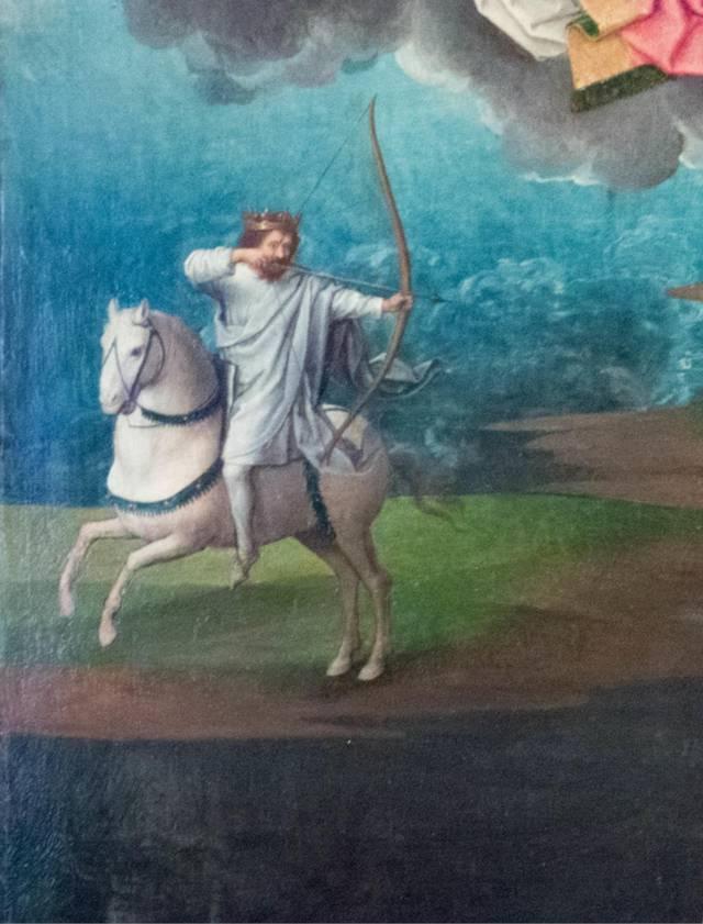 Hans MEMLING, “Triptych of John the Baptist and John the Evangelist”, detail of the right inner shutter, “the white horse”, Memling Museum, Old St. John's Hospital, Bruges (Brugge) Hans MEMLING, “Triptych of John the Baptist and John the Evangelist”, detail of the right inner shutter, “the white horse”, Memling Museum, Old St. John's Hospital, Bruges (Brugge)