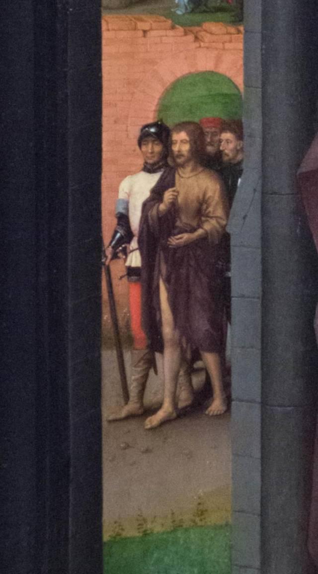 Hans MEMLING, “Triptych of John the Baptist and John the Evangelist”, detail of the central panel, “Arrest of John the Baptist by order of Herod Antipas”, Memling Museum, Old St. John's Hospital, Bruges (Brugge) Hans MEMLING, “Triptych of John the Baptist and John the Evangelist”, detail of the central panel, “Arrest of John the Baptist by order of Herod Antipas”, Memling Museum, Old St. John's Hospital, Bruges (Brugge)