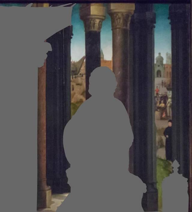 Hans MEMLING, “Triptych of John the Baptist and John the Evangelist”, detail of the central panel, “opening on the distance of the right half: scenes from the legend of John the Evangelist”, Memling Museum, Old St. John's Hospital, Bruges (Brugge) Hans MEMLING, “Triptych of John the Baptist and John the Evangelist”, detail of the central panel, “opening on the distance of the right half: scenes from the legend of John the Evangelist”, Memling Museum, Old St. John's Hospital, Bruges (Brugge)