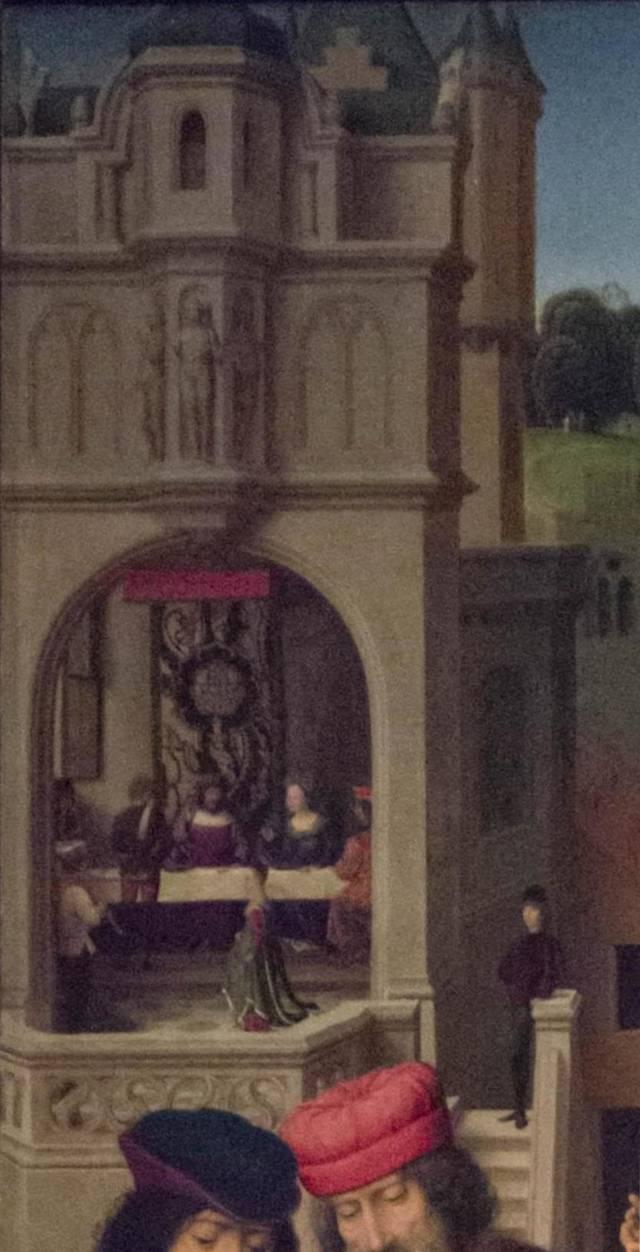 Hans MEMLING, “Triptych of John the Baptist and John the Evangelist”, detail of the left inner shutter, “Salome's Dance”, Memling Museum, Old St. John's Hospital, Bruges (Brugge) Hans MEMLING, “Triptych of John the Baptist and John the Evangelist”, detail of the left inner shutter, “Salome's Dance”, Memling Museum, Old St. John's Hospital, Bruges (Brugge)