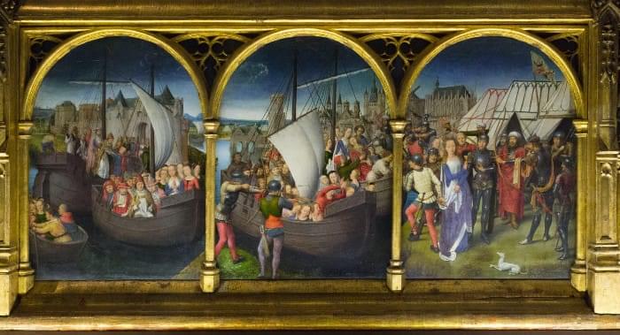 “Retour de Bâle”, “Martyre de Onze Mille Vierges”, “Martyre de Sainte Ursule”, Châsse de Sainte Ursule, Musée Hans Memling, Hôpital Saint-Jean, Bruges (Brugge) “Retour de Bâle”, “Martyre de Onze Mille Vierges”, “Martyre de Sainte Ursule”, Châsse de Sainte Ursule, Musée Hans Memling, Hôpital Saint-Jean, Bruges (Brugge)