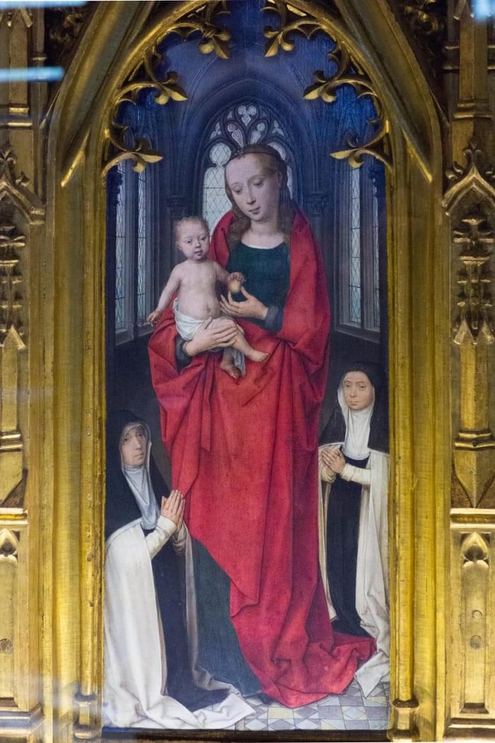 “Vierge à l'Enfant et donatrices”, Châsse de Sainte Ursule, Musée Hans Memling, Hôpital Saint-Jean, Bruges (Brugge) “Vierge à l'Enfant et donatrices”, Châsse de Sainte Ursule, Musée Hans Memling, Hôpital Saint-Jean, Bruges (Brugge)